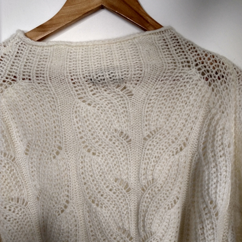 J.CREW Pointelle Cable Chunky Knit Sweater Ivory - Picture 7 of 7